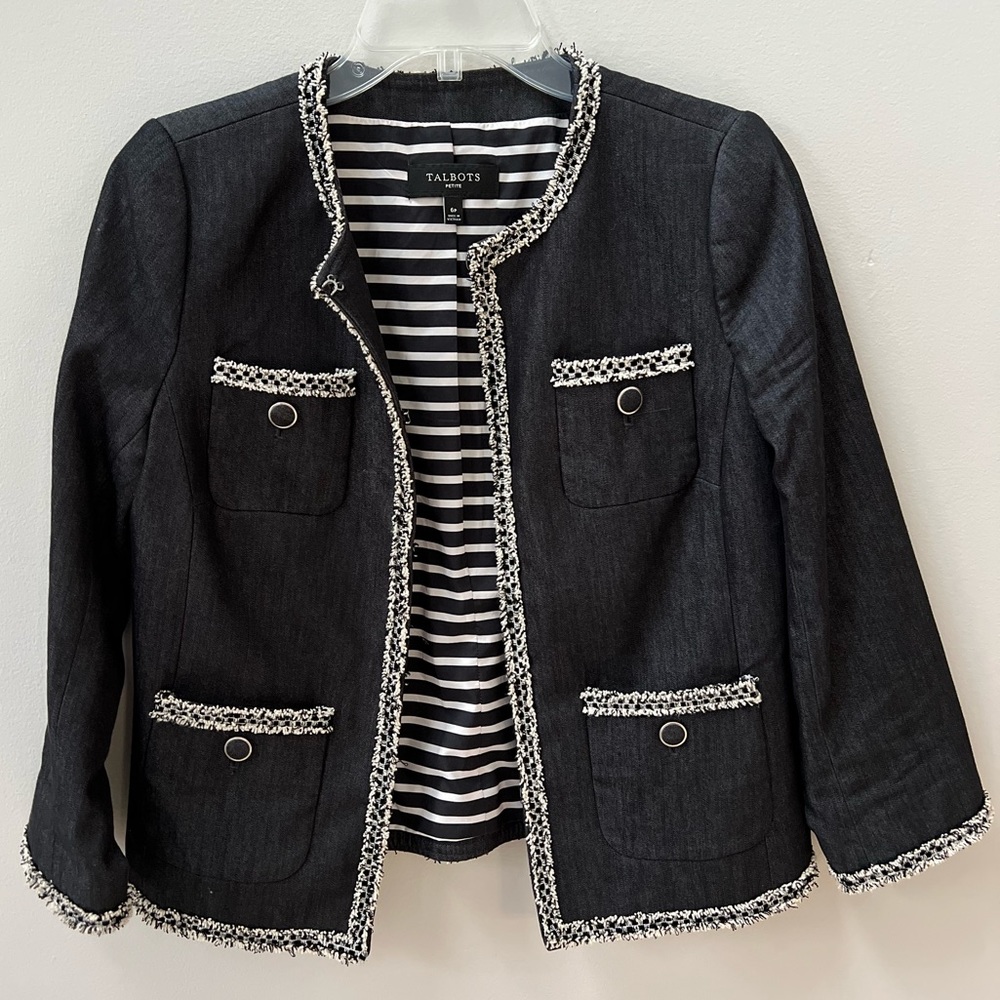 Talbots Blazer Tweed Trim Size 6P